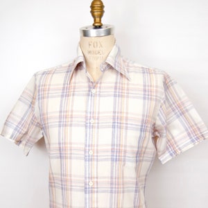 SALE! 1970s Mansfield Plaid Shirt / men&#39;s medium