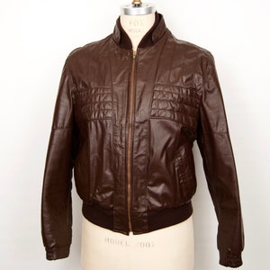 1970s-80s Brown Leather Bomber / men&#39;s large / size 44