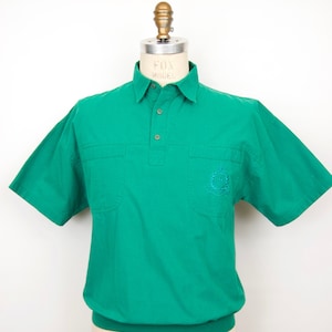 1980s-90s Grünes Poloshirt