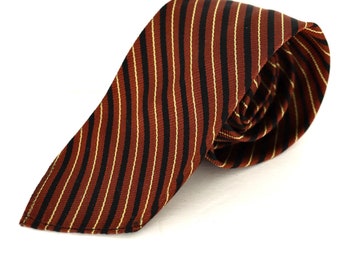 1960s Krawatte aus Seidenrippstrick mit bronze-braunem und schwarzem diagonalem Streifen