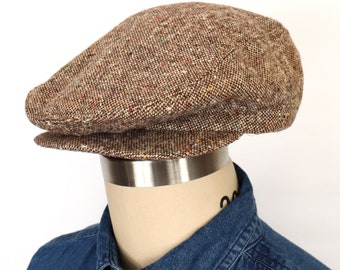 1980s Brown Tweed Flat Cap / men's large