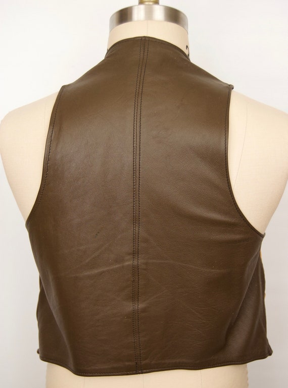 Vintage Suede Vest w/ Leather Knot Buttons & tan … - image 6