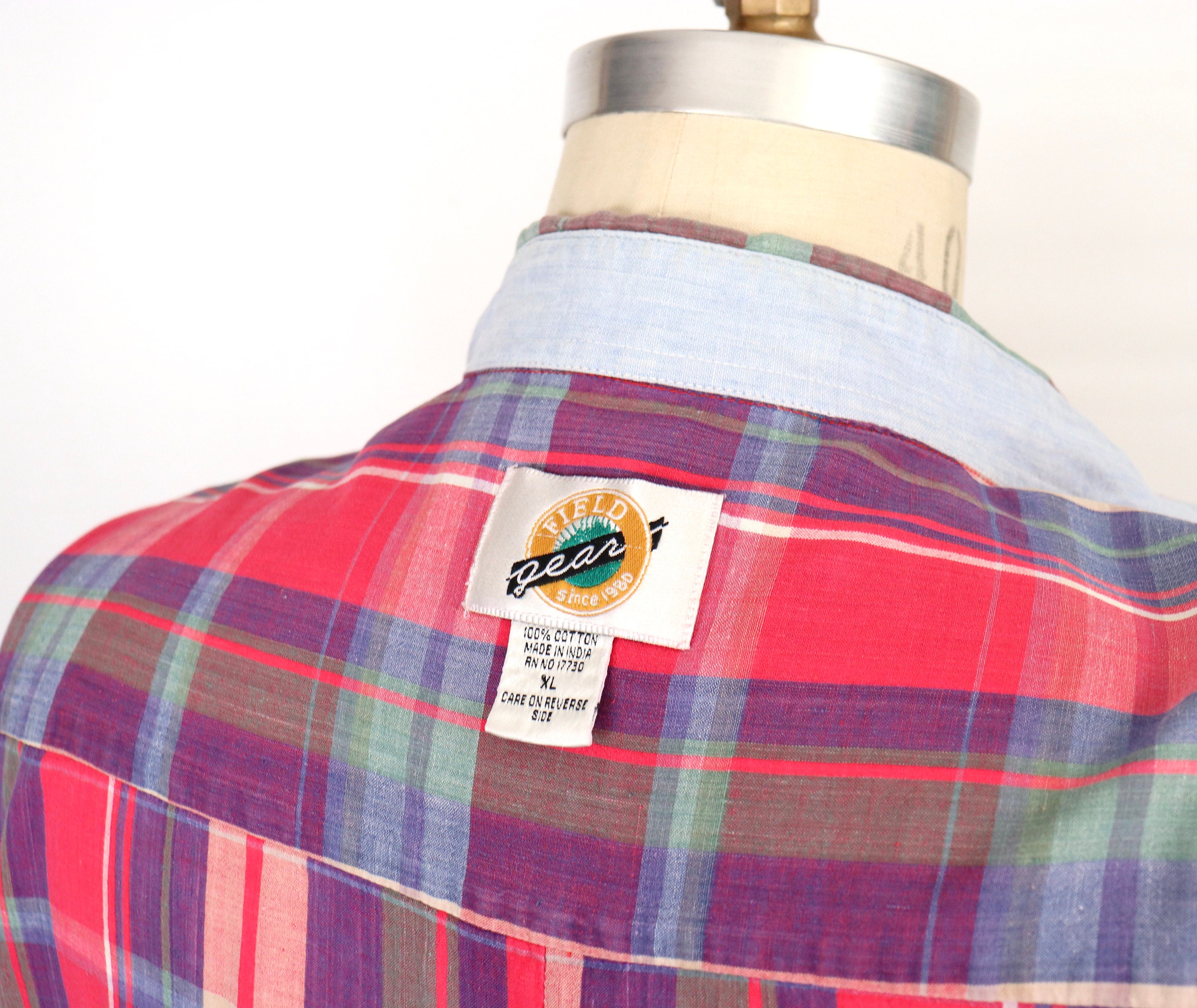 1980s-90s Indian Bleeding Madras Plaid Shirt / Men's Extra - Etsy