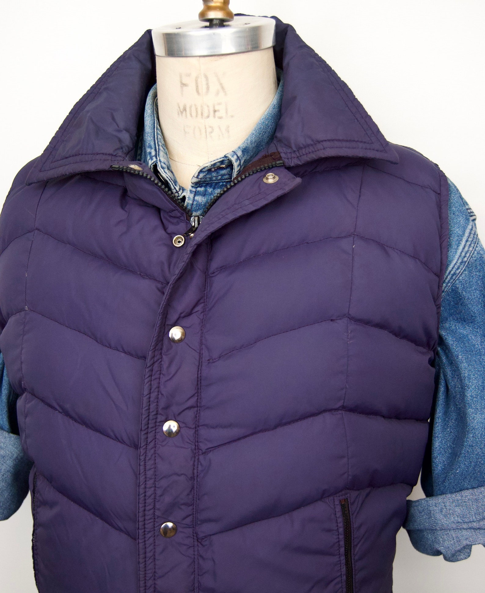 1980s-70s Blue Puffer Vest / Quilted Nylon Puffy Vest / - Etsy