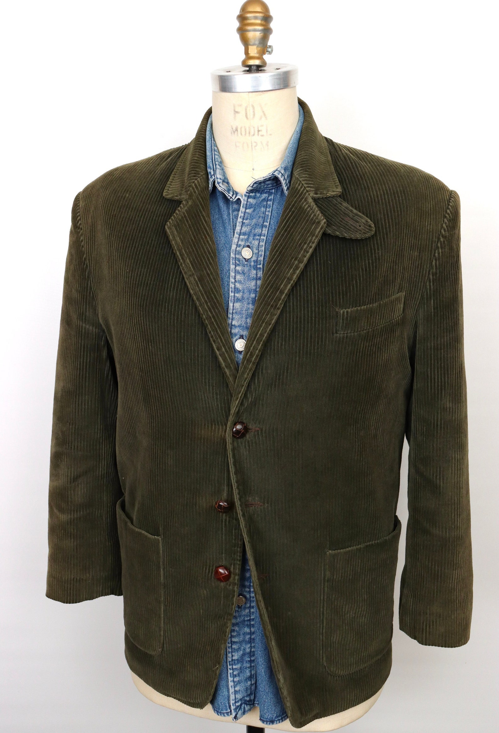 Vintage Corduroy Sport Jacket or Light Coat With Leather Knot - Etsy