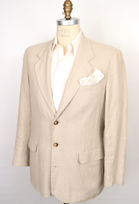 Linen Sport Jacket with three-button front / men's