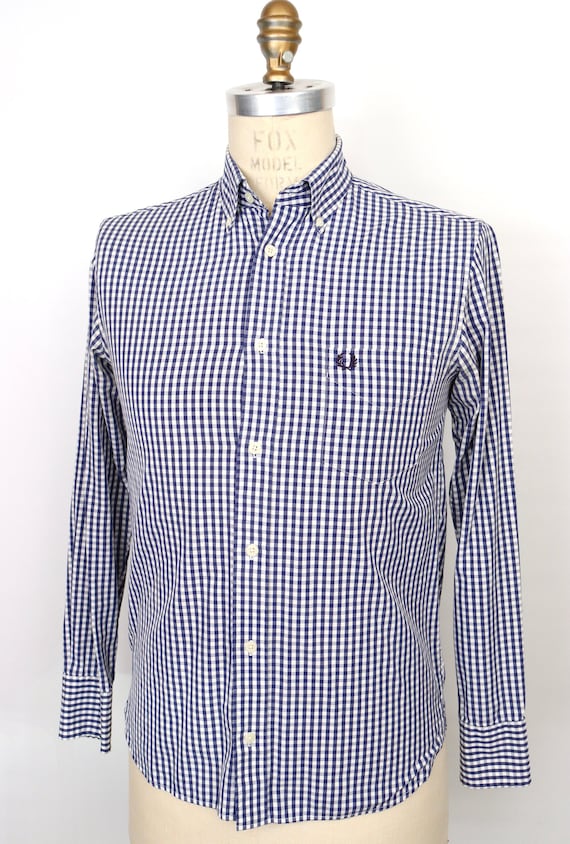 Fred Perry Blue & White Check Shirt / men's small