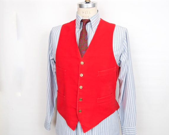 1960s-70s Red Velvet Vest / vintage Jacobson's wai