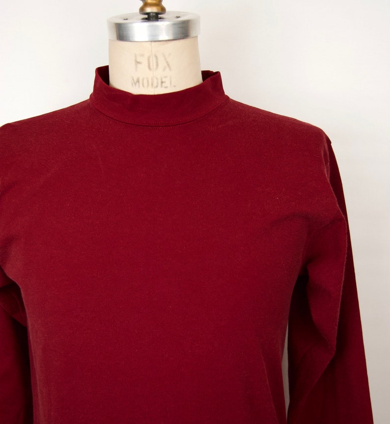 1970s-80s Russell Athletic Shirt w/ mock-neck in burgundy red / men's medium-large image 2