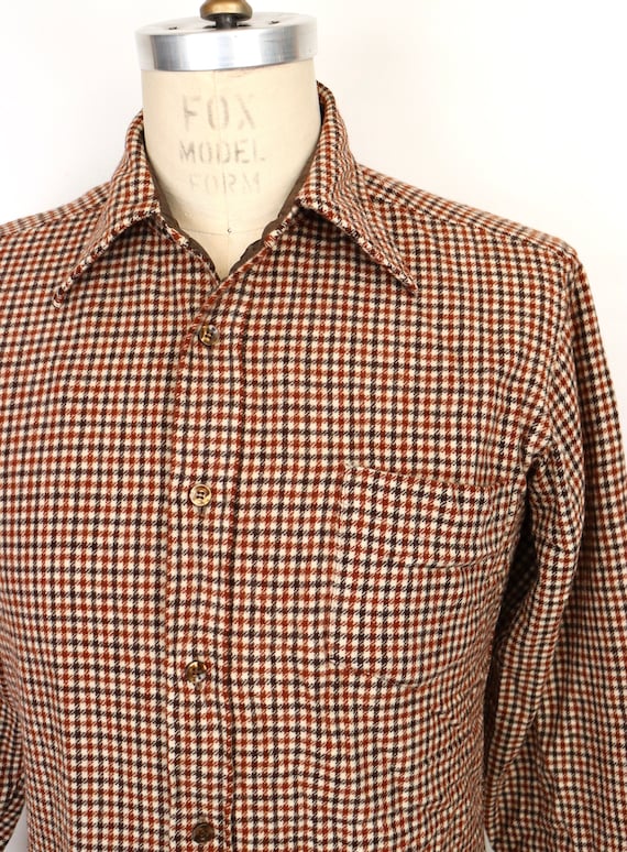 1970s-60s Pendleton Wool Shirt with check pattern… - image 4