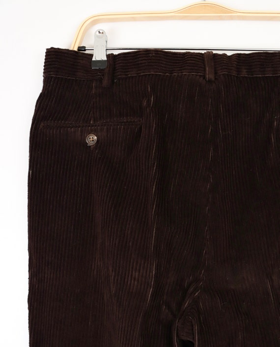 1990s Dark Brown Corduroy Pants w/ velvet-y wide … - image 5