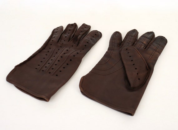 Vintage Chocolate Brown Deerskin Leather Driving … - image 5