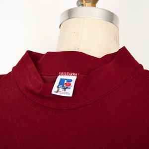 1970s-80s Russell Athletic Shirt w/ mock-neck in burgundy red / men's medium-large image 4