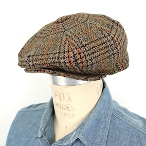 1980s British Tweed Wool Newsboy Cap / men&#39;s small