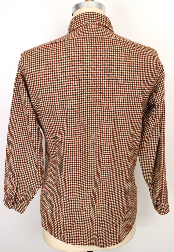 1970s-60s Pendleton Wool Shirt With Brown Check Pattern / Men's