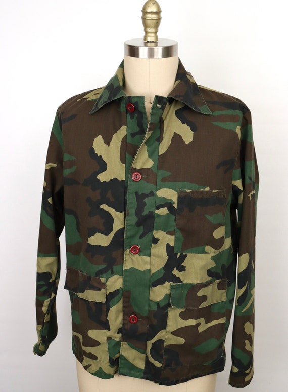 1970s-80s Camo Hunting Shirt Jacket / men's medium