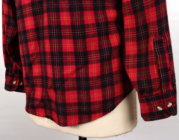 1980s Black & Dark Pink Plaid Flannel Shirt / men… - image 3