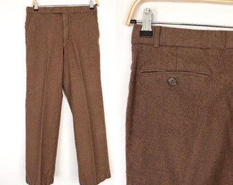 1980s Brown Wool Flannel Pants / size 30/30 / men's small