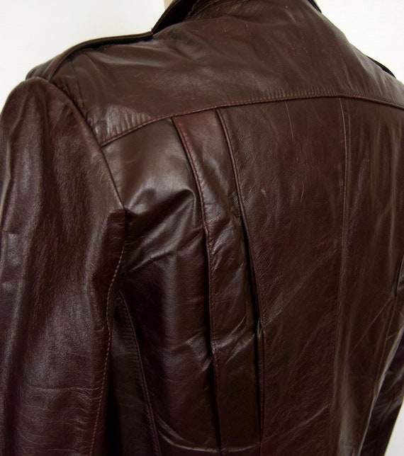1970s-80s Burgundy Leather Motorcycle Jacket / me… - image 6