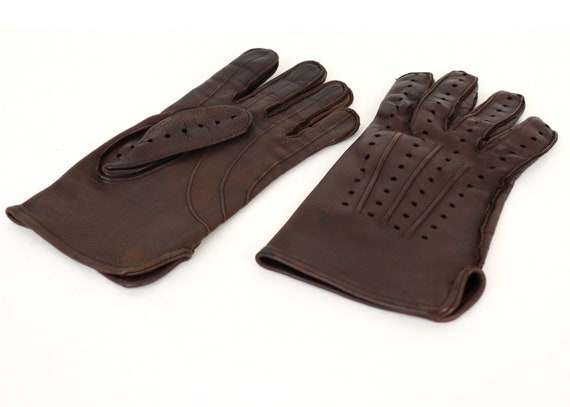 Vintage Chocolate Brown Deerskin Leather Driving … - image 2