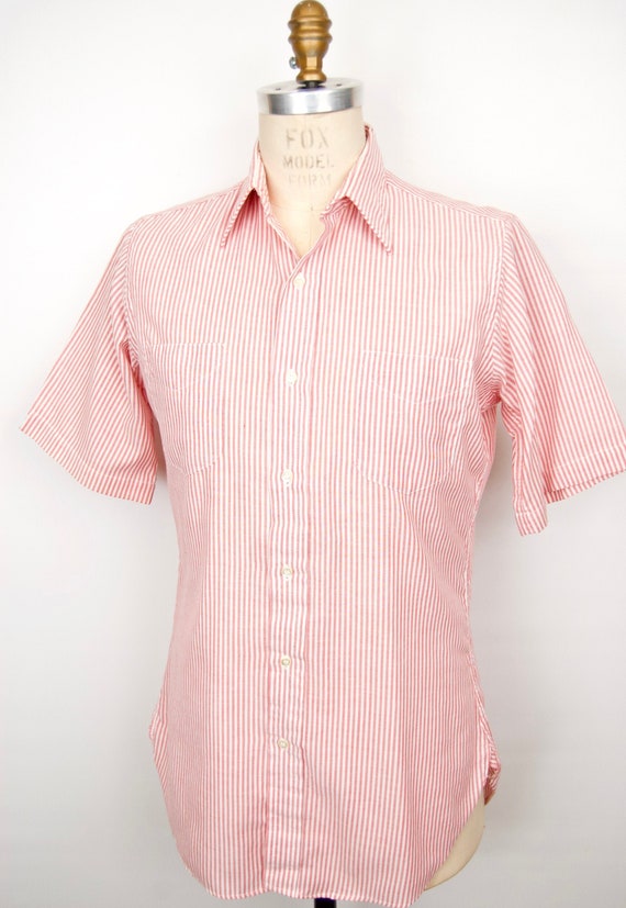 late 1960s-80s Striped Oxford Cotton Button-Down S