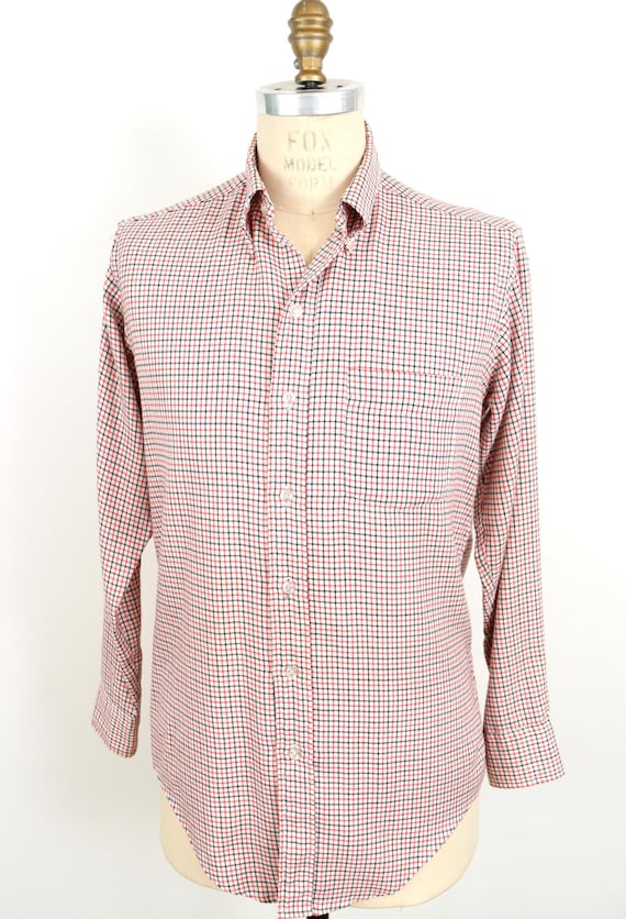 Vintage 60s L.L.Bean Combed Cotton Plaid Shirt with button-down collar / men's medium