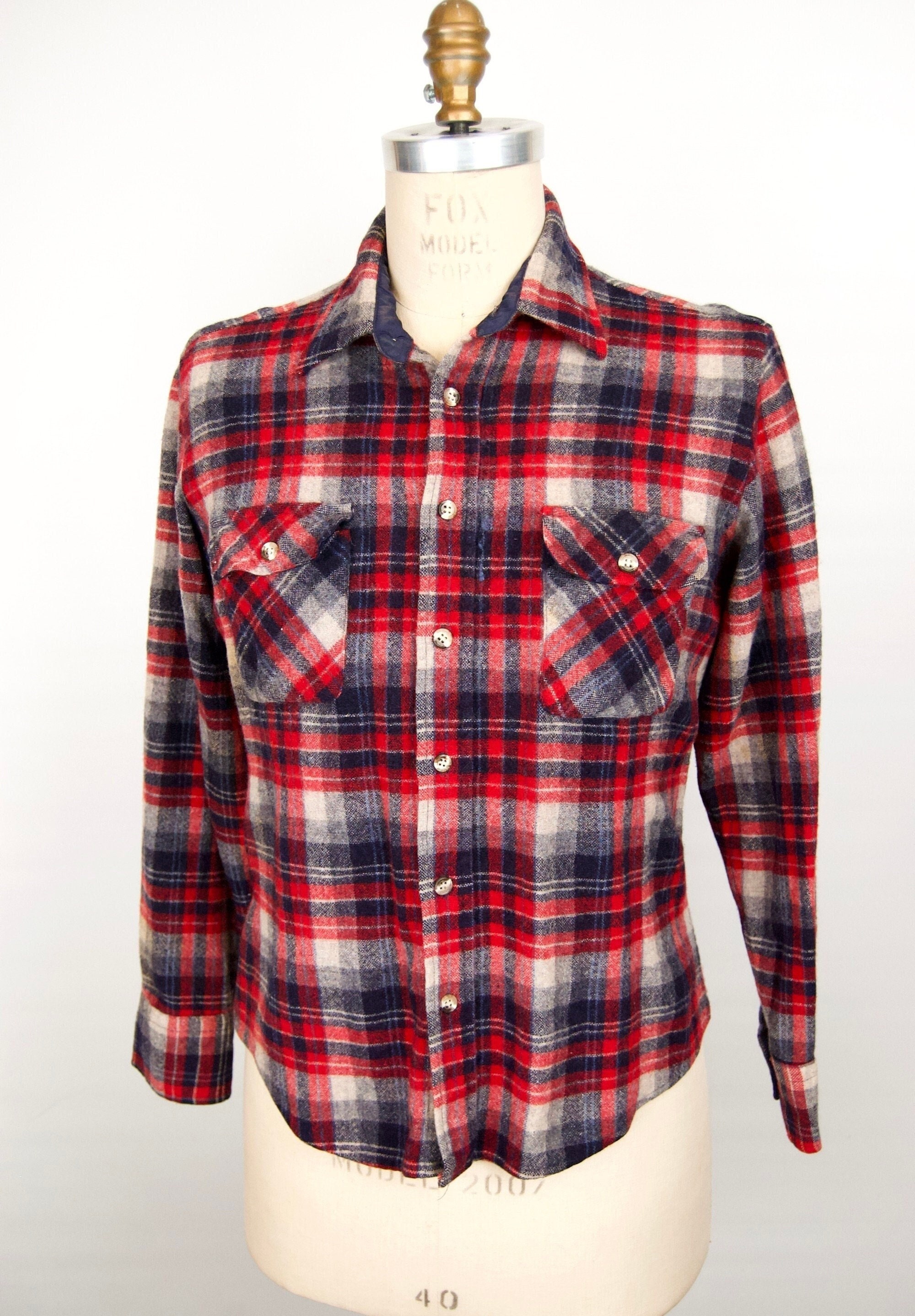 1980s Plaid Wool Flannel Shirt / Men's Small - Etsy