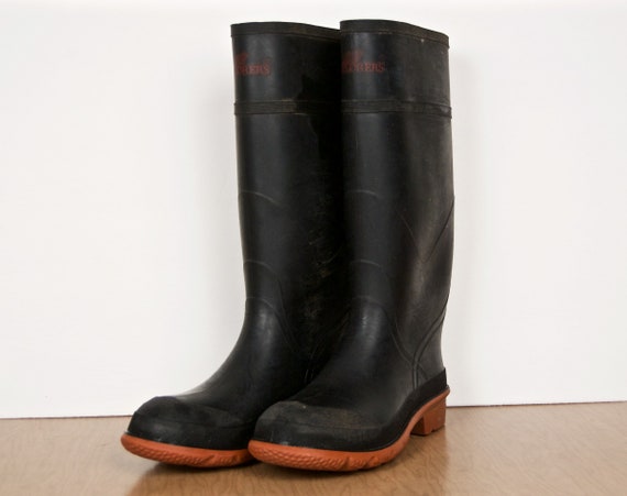 Männer Regen Jahrgang Rot Gummistiefel W Sohlen Jagd Arbeitsbücher Entdecker Wasserdicht Gummi Uns 9 Ziegel Orange Stiefel Schwarz thxsBdCQr