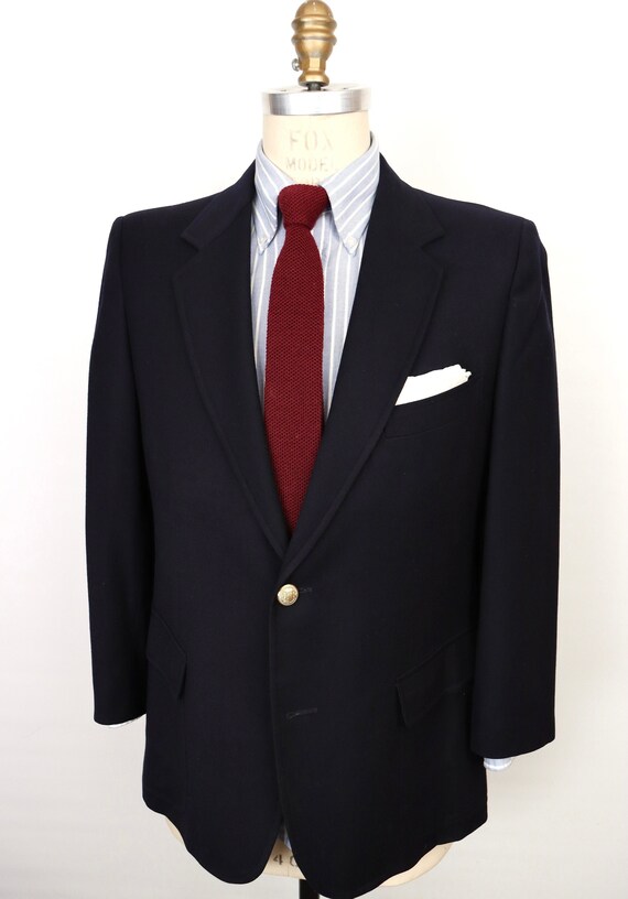 Pendleton Navy blazer, tailored jacket, men's size L wool navy blue type Vintage Second Hand