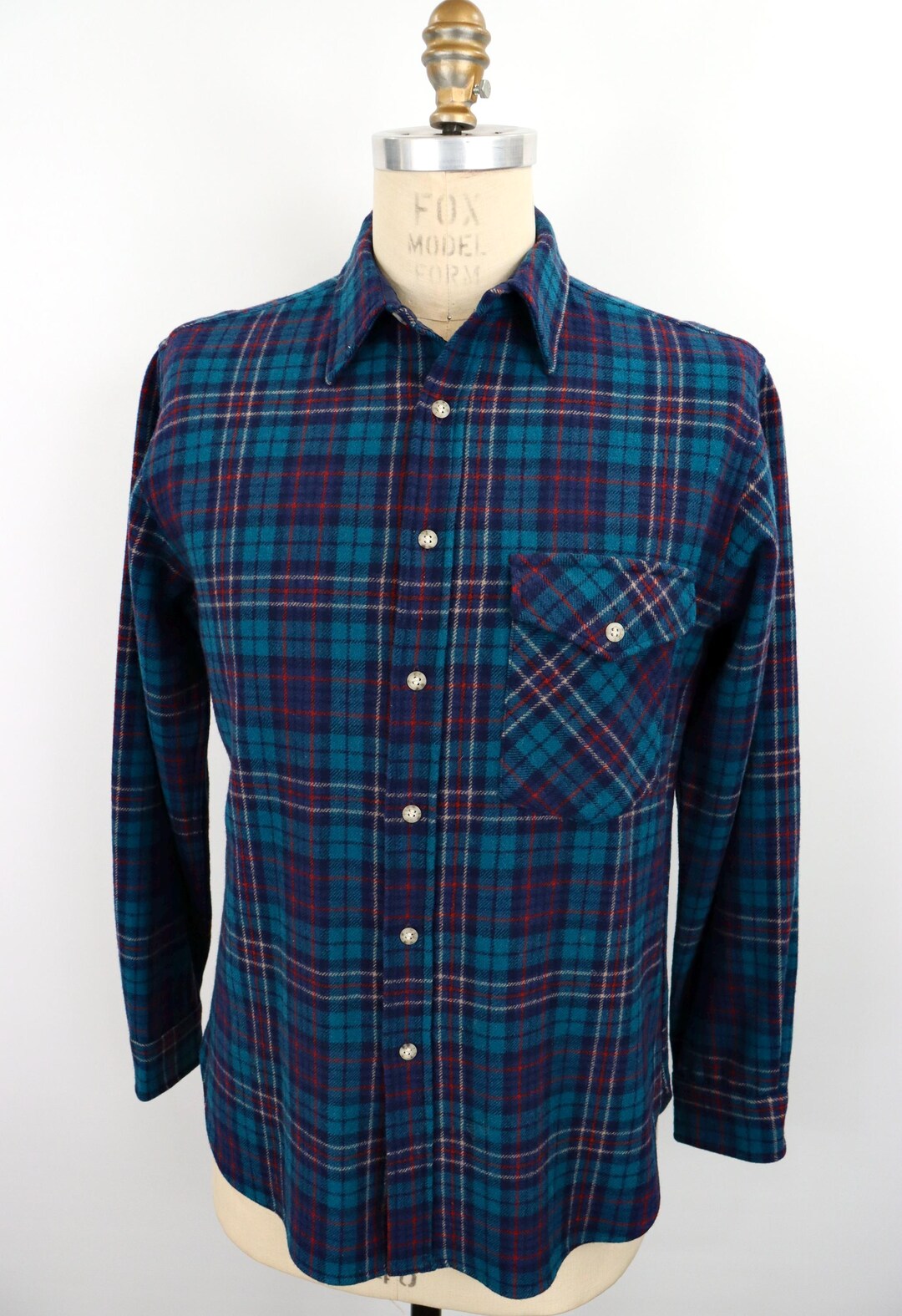 トップス 70s PENDLETON Elbow patch Wool shirt 1970s-80s Elbow Patch Pendleton Wool Shirt / Men's Large / Slim