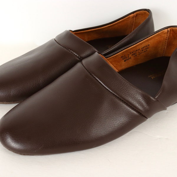 Classic Brown Leather Slippers / men's US 9.5 / EUR 42-43