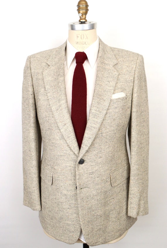 1980s Pierre Balmain Tweed Jacket in Ivory White Light Gray Wool