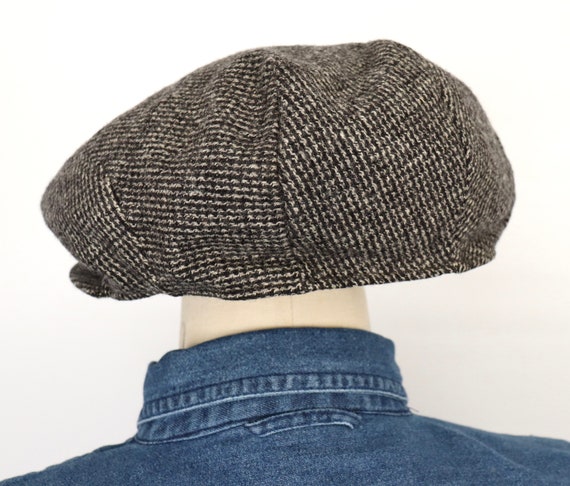 Itzu Berretto Piatto 8 Pannelli In Tweed Di Lana - Marrone E Grigio Con Patta Termica