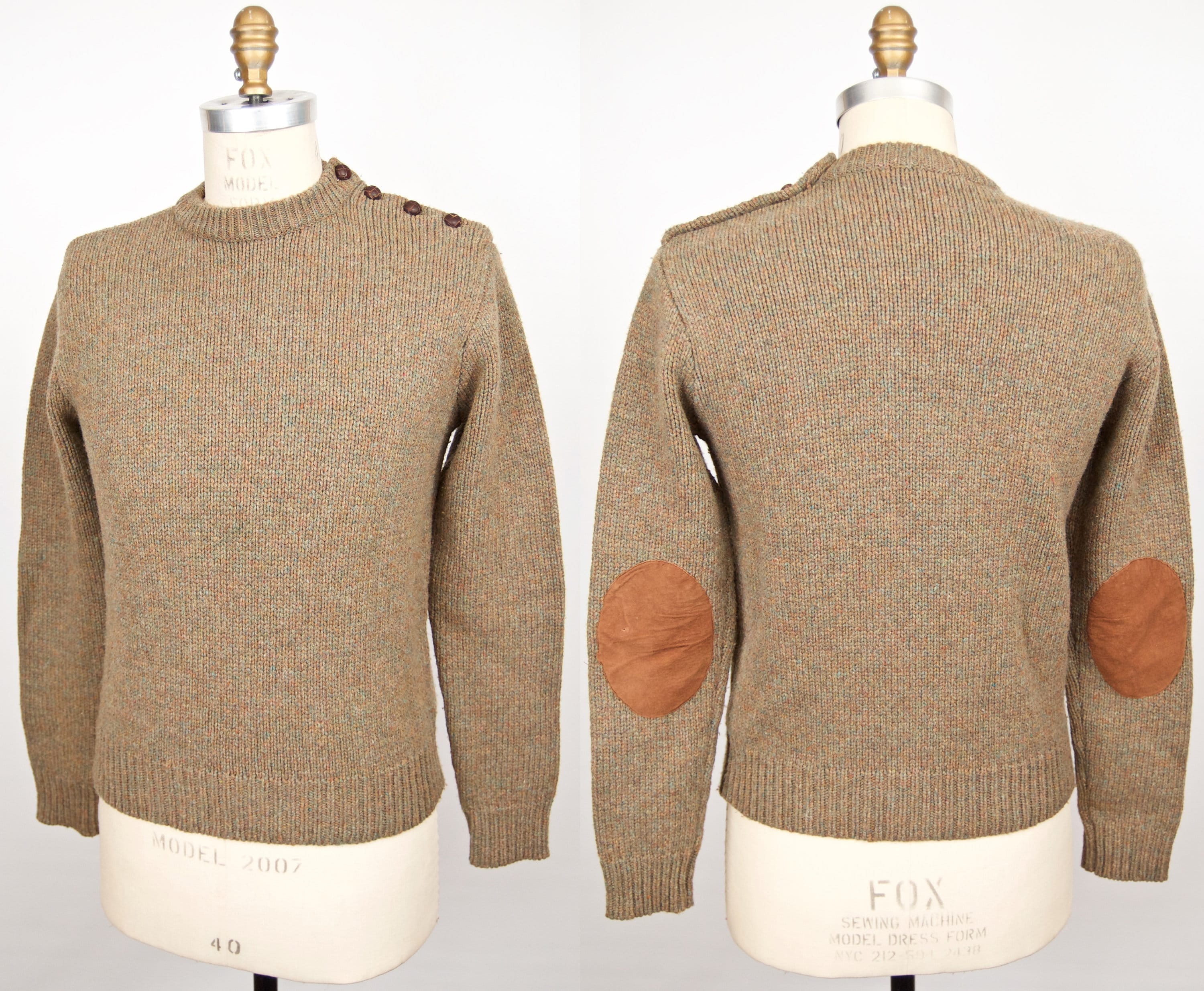 Ralph Lauren Elbow Patch Sweater w/ brown leather knot Etsy
