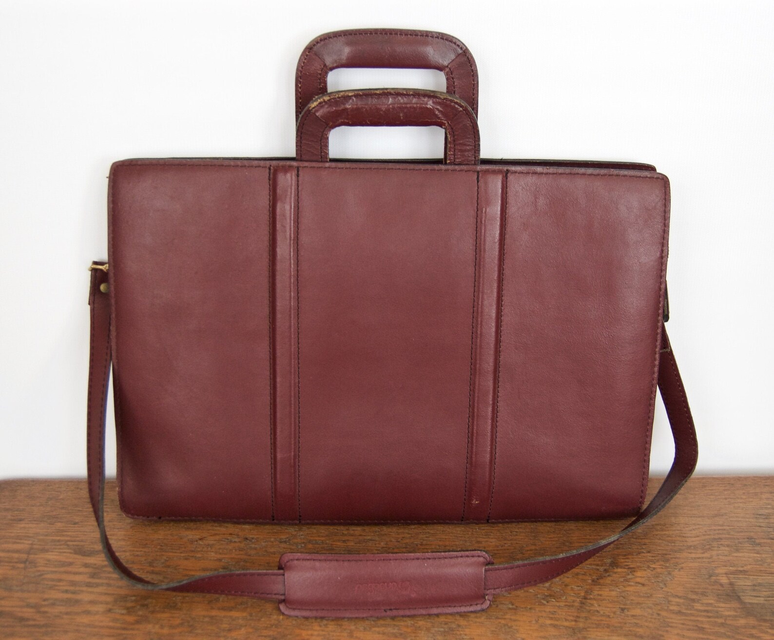 1980s Oxblood Leather Briefcase / vintage Pegasus burgundy red Etsy