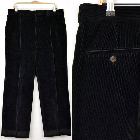 Mens black pleated corduroy pants sale