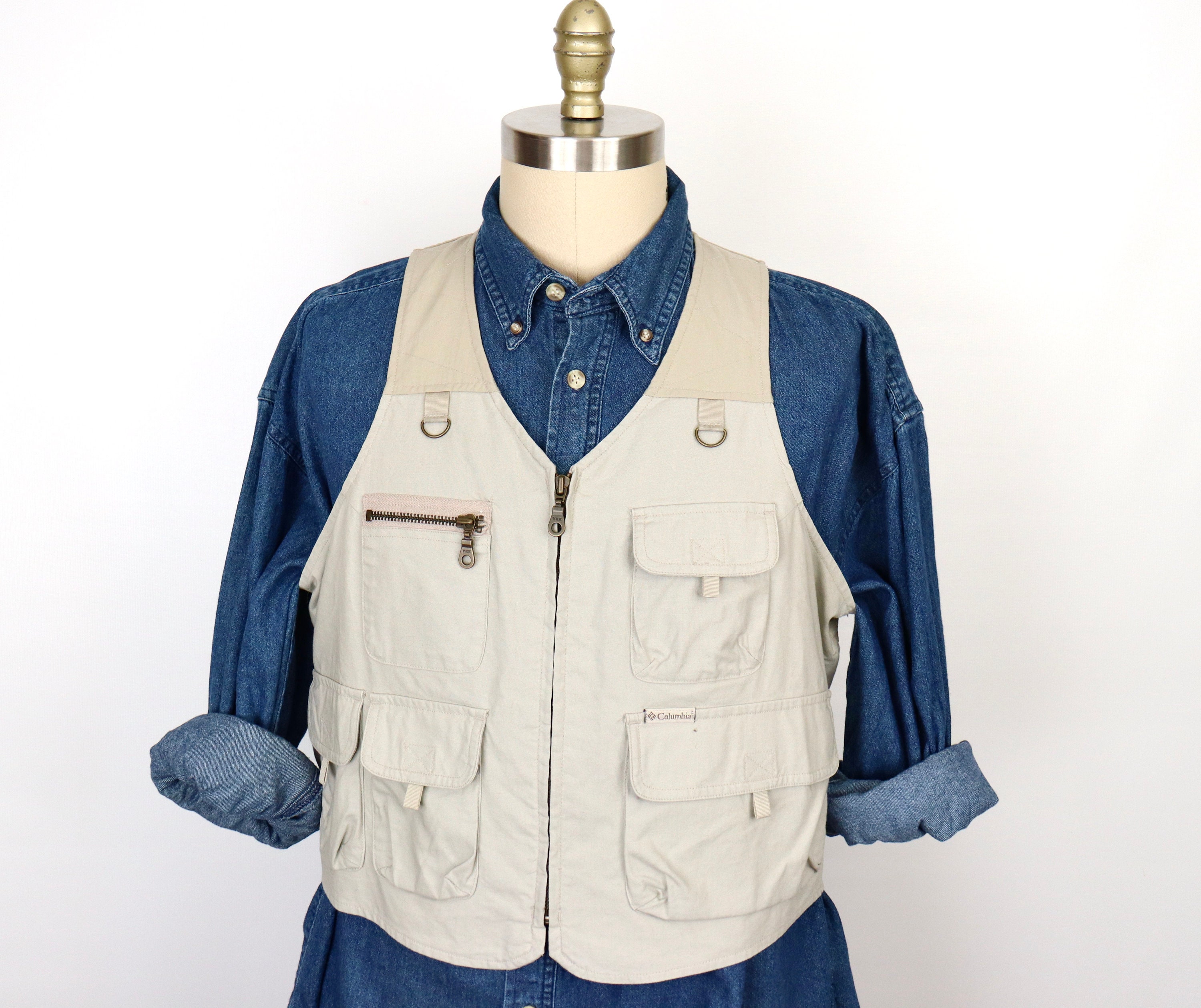 Gilet De Pêche Vintage L.L. Bean - Taille S - Couleur Kaki Avec Multiples Poches