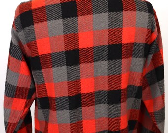Vintage 50s-60s Melton Check Wool Flannel Shirt / Men's Medium