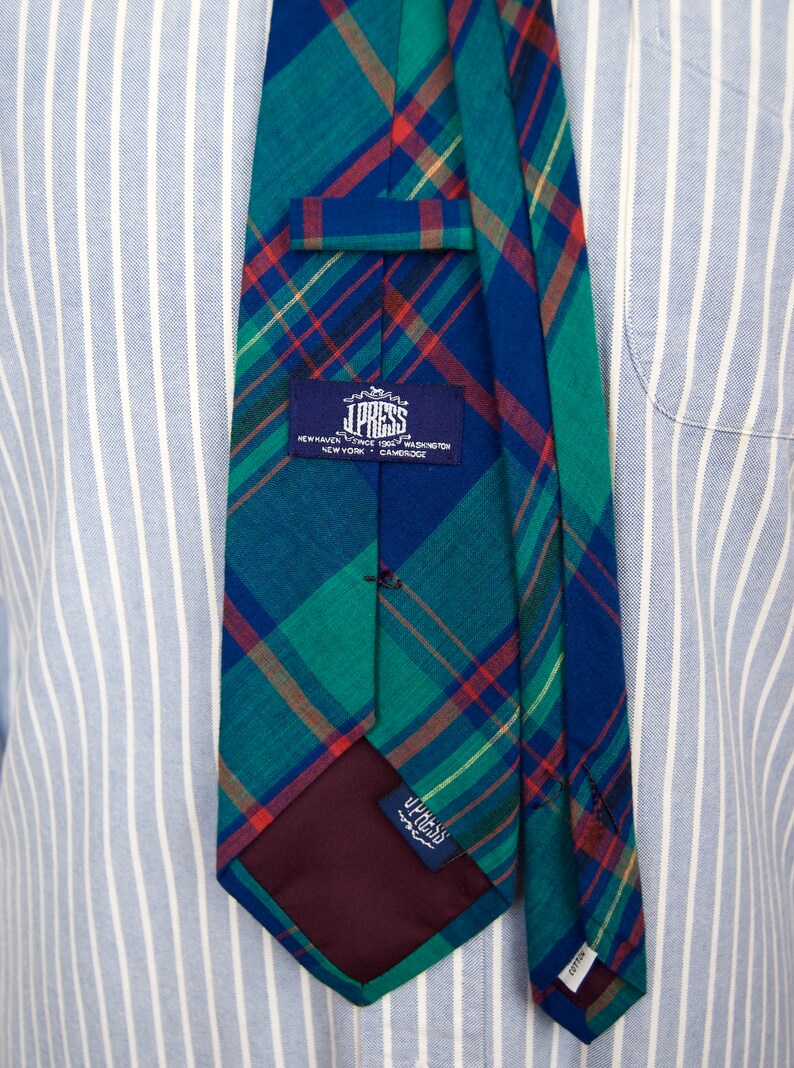 1990s J.Press Madras Plaid Tie image 3