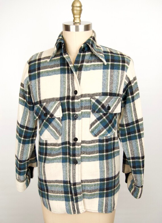 1970s Heavy Duty Wool Flannel Shirt W 