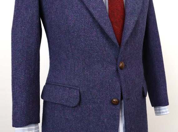 1980s Scottish Tweed Sport Coat in dark pastel bl… - image 2