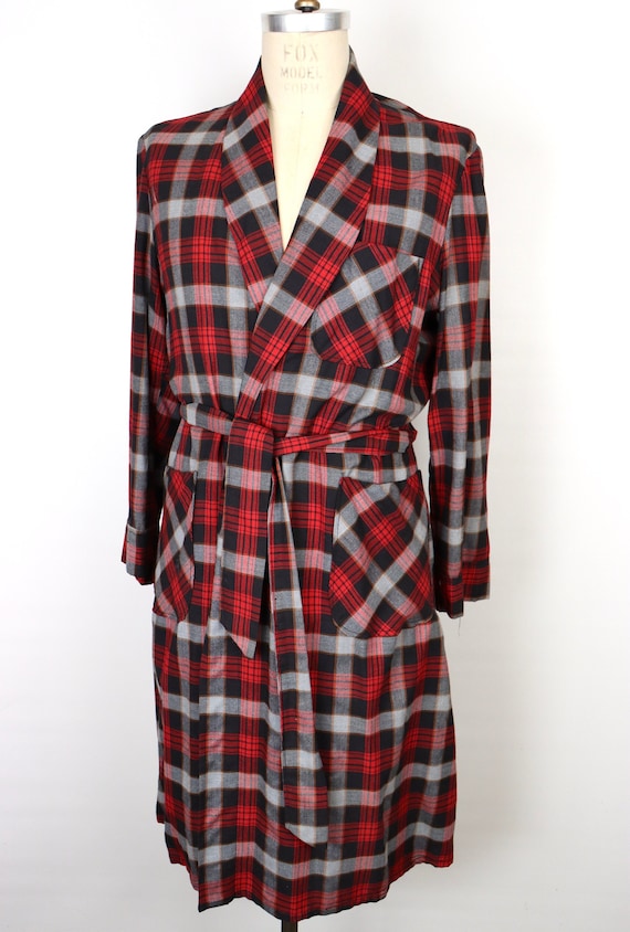 1950s-60s Plaid Robe / size medium