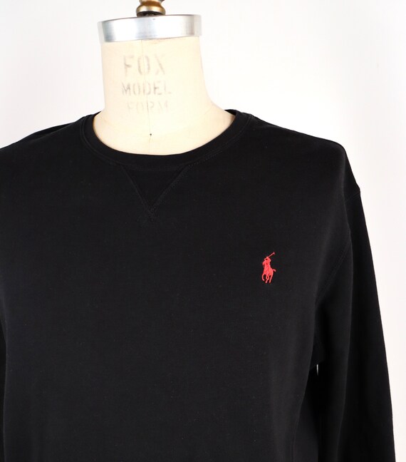 1990s Ralph Lauren Soft Black Cotton Sweatshirt w… - image 3