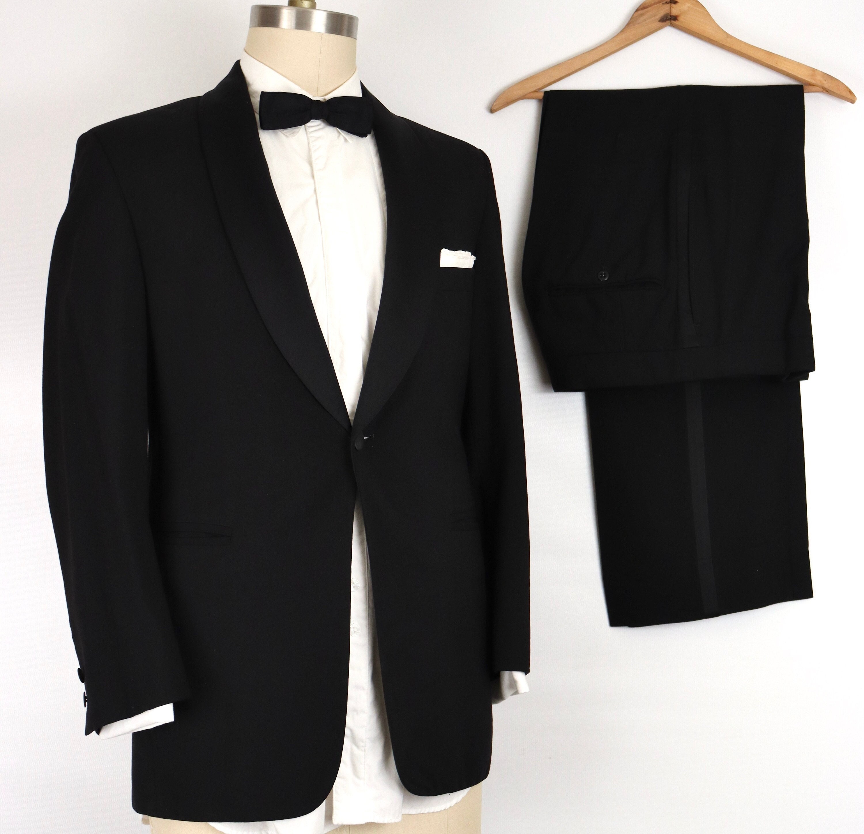 vintage double setup tuxedo satin lapel-