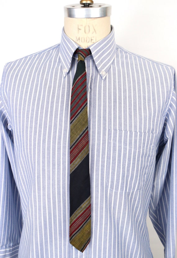 1960s Skinny Striped Madras Tie with diagonal str… - image 3