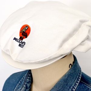 1970s-80s Captain&#39;s White Flat Cap / one-size-fits-all