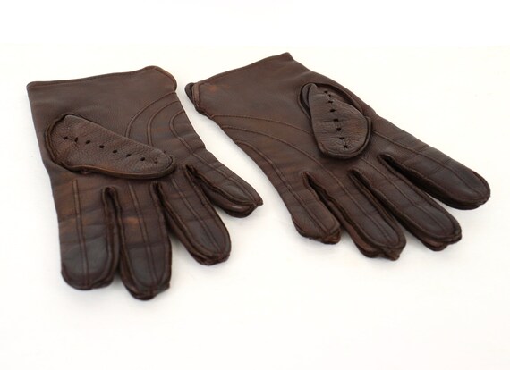 Vintage Chocolate Brown Deerskin Leather Driving … - image 4