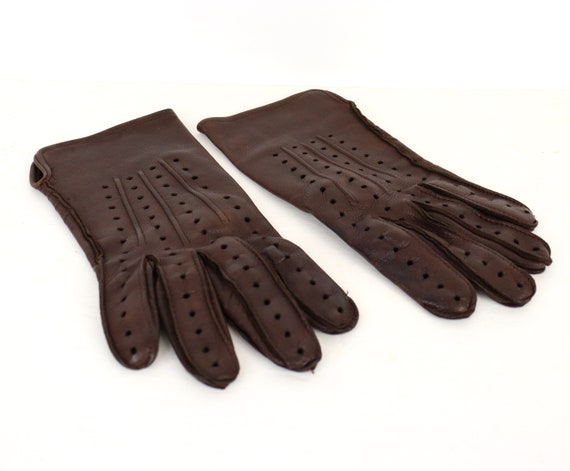 Vintage Chocolate Brown Deerskin Leather Driving … - image 1