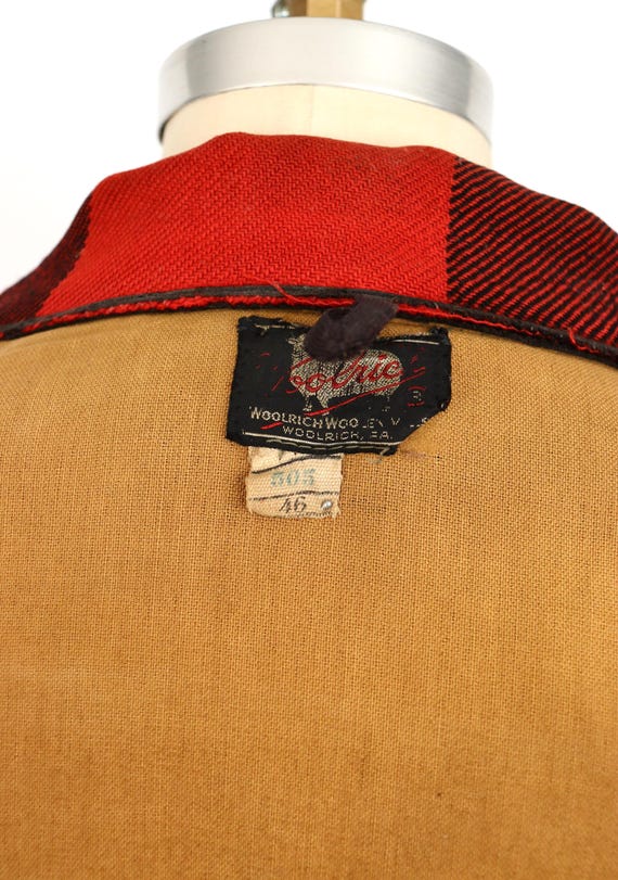 1950s-60s Woolrich Hunting Coat in Red & Black Plaid / Men's Extra