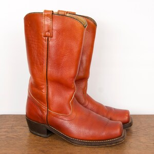 Vintage 80s Tan Western Boots or Motorcycle Boots With Square Toe